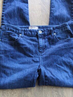Chico's, Dark Wash Ankle Mid Rise Denim 5 Pocket Blue Jeans, Size 00 W26 L26